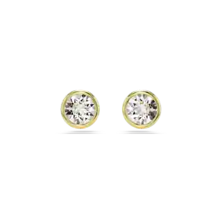 Clous d'oreilles Imber, Taille ronde, Blanches, Placage de ton or