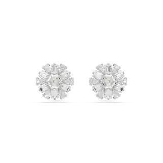 Clous d'oreilles Idyllia, Tailles variées, Flocon de neige, Blanches, Métal rhodié