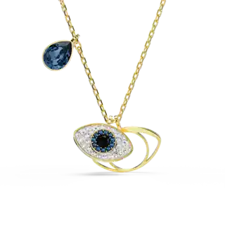 Pendentif Symbolica, Œil porte-bonheur, Bleu, Placage de ton or