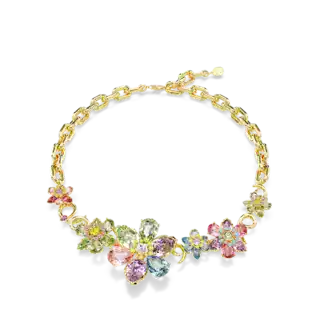 Collier Idyllia, Tailles variées, Fleur, Multicolore, Placage de ton or