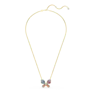 Pendentif et broche Idyllia, Tailles variées, Pavé, Papillon, Multicolores, Placage de ton or