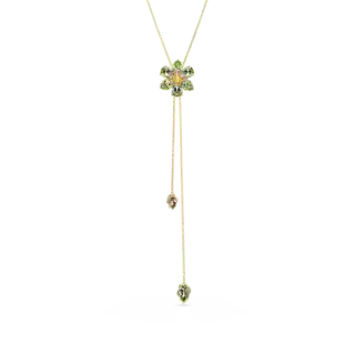 Pendentif en Y Idyllia, Tailles variées, Fleur, Multicolore, Placage de ton or