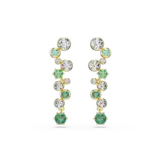 Pendants d'oreilles Constella, Tailles variées, Vertes, Placage de ton or