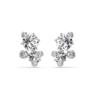 Clous d'oreilles Constella, Taille ronde, Blanches, Métal rhodié