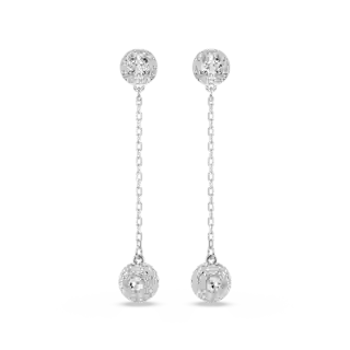 Pendants d'oreilles Una Angelic, Taille ronde, Blanches, Métal rhodié