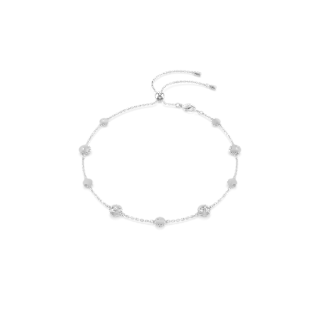 Collier Una Angelic, Taille ronde, Motifs double face, Blanc, Métal rhodié