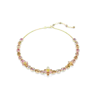 Collier Idyllia, Tailles variées, Fleur, Multicolore, Placage de ton or