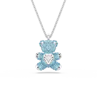 Pendentif Teddy, Ours, Bleu, Métal rhodié