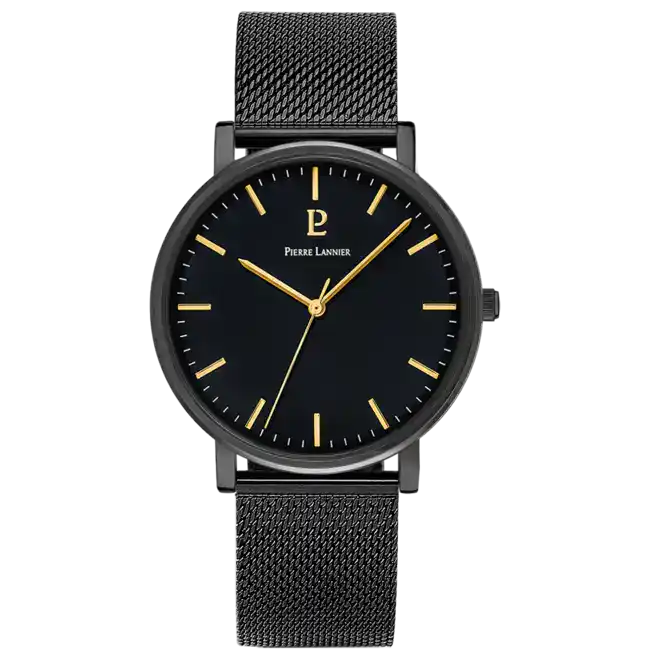 Montre Homme ESSENTIAL Cadran Noir Bracelet Acier milanais  Noir