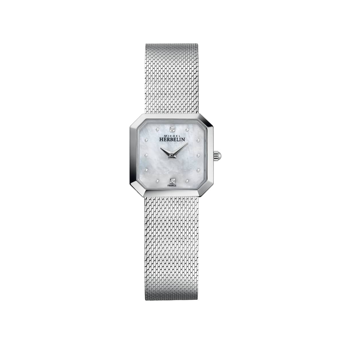 Montre Femme OCTOGONE bracelet acier inoxydable argenté cadran blanc nacré 17426B59