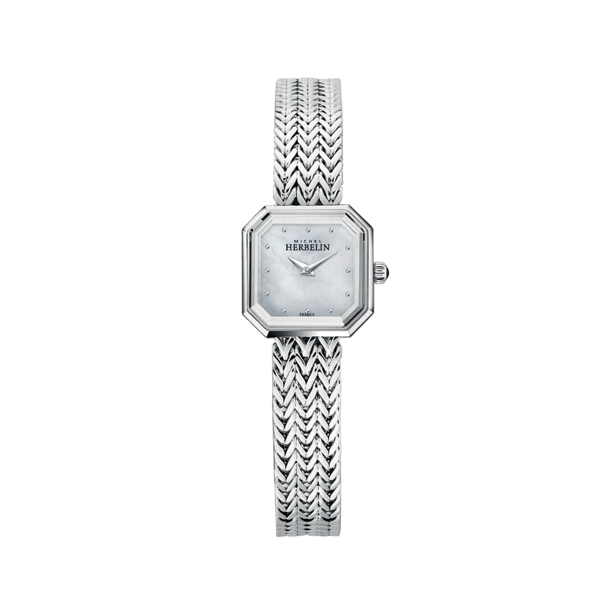 Montre Femme OCTOGONE bracelet acier inoxydable argenté cadran blanc nacré 17436B19