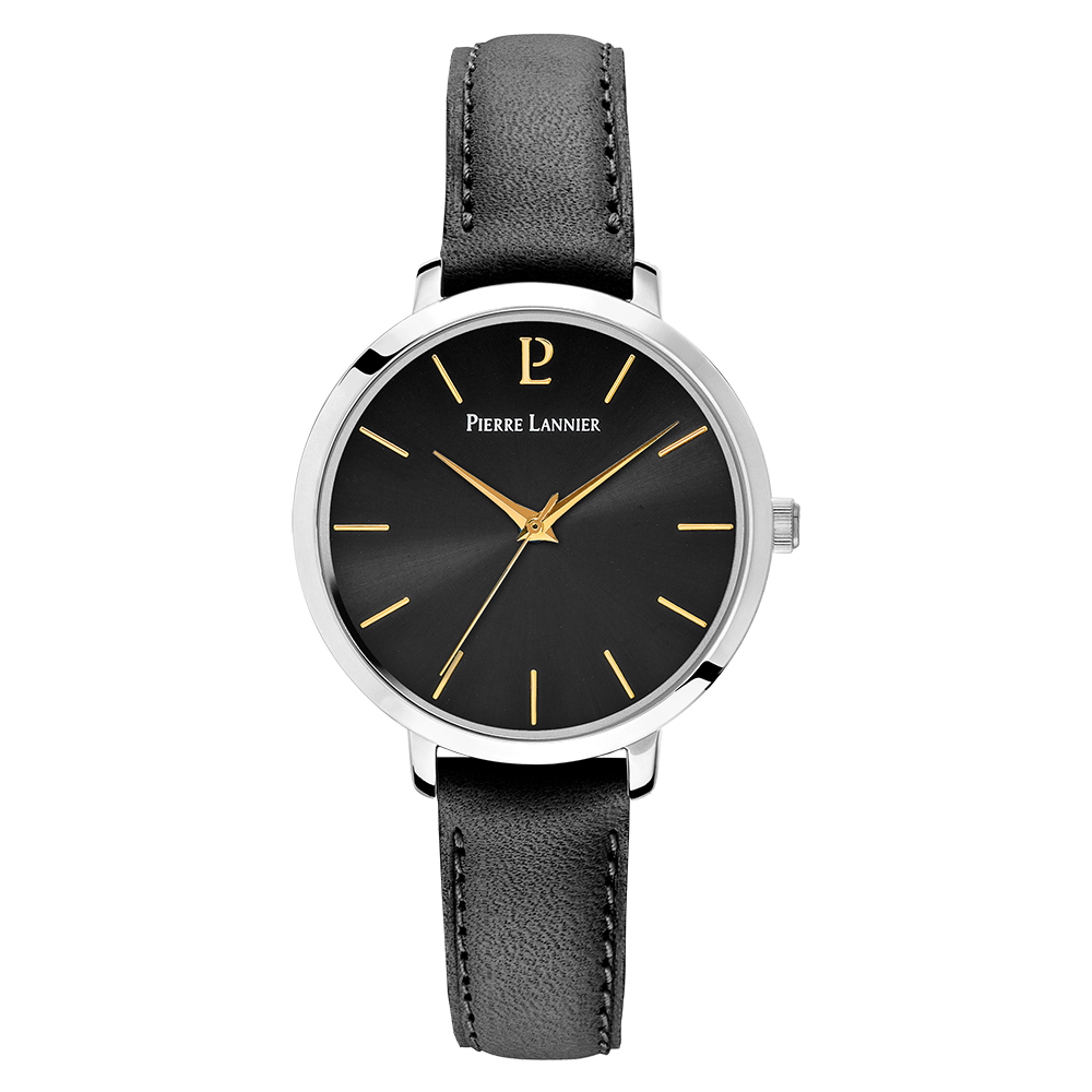 Montre Femme CHOUQUETTE Cadran Noir Bracelet Cuir Noir